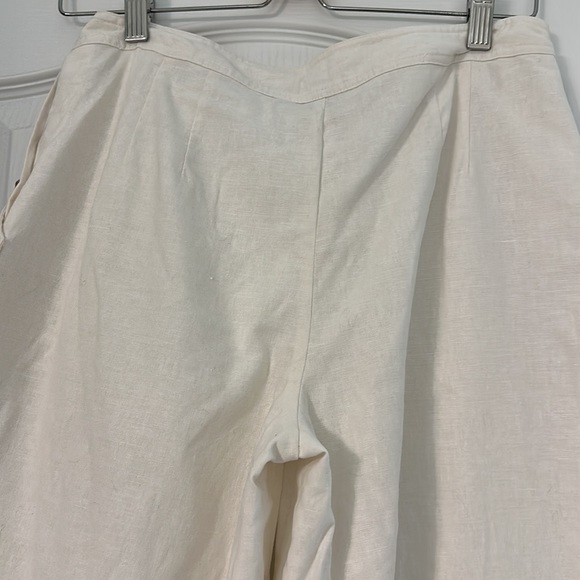 White Linen Flared Cropped Pants Size 4 - Picture 3 of 4